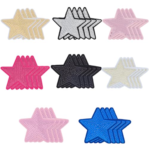 Hobbspring 32 Stück Pailletten Stern Aufnäher Zum Aufbügeln 8 Farben Stickerei Pailletten Glitzer Patches Bunt Glänzend Stern Applikation Reparaturflicken Für Selbstgemachte Schuhe Kleidung Rucksäcke Hobbspring 32 Stück Pailletten Stern Aufnäher Zum Aufbügeln 8 Farben Stickerei Pailletten Glitzer Patches Bunt Glänzend Stern Applikation Reparaturflicken Für Selbstgemachte Schuhe Kleidung Rucksäcke von Hobbspring