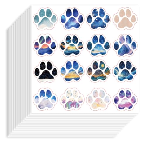 Hobbspring 320 Stück Selbstklebende Dekorative Papieraufkleber 90x90mm Pfotenabdruck Aufkleber Wasserfest Dekorative Abziehbilder Für Scrapbook Kalender Tagebücher Basteln Party Geschenktüte Dekor von Hobbspring