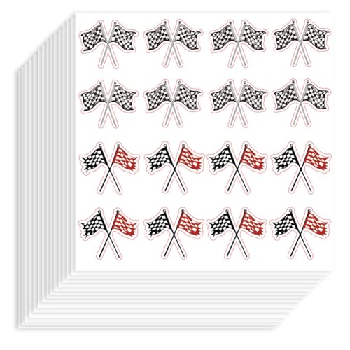 Hobbspring 320 Stück Selbstklebende Dekorative Papieraufkleber 90x90mm Wasserfest Rennflaggen Aufkleber Kariert Schwarz Weiß Und Rot Abziehbilder Für Scrapbook Kalender Karten Tagebücher Taschendekor von Hobbspring