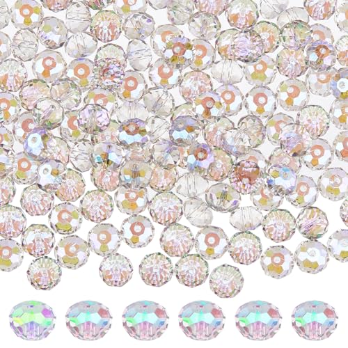 Hobbspring 336pcs Crystal Briollete Rondelle Perlen 7.5mm AB Glas Kristall Perlen bunt facettiert Rondelle Perlen für Schmuck Halskette Armbänder Ohrringe machen DIY Crafts von Hobbspring