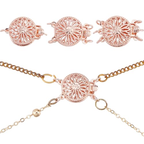 Hobbspring 3pcs Halsketten-Set mit Flachem Rundem Verschluss 3 verschiedene Halsketten-Verschlüsse Roségoldene Mehrfach-Halskettenverbinder Verschluss für Halskette Trennstück Entwirrer Schmuckzubehör von Hobbspring