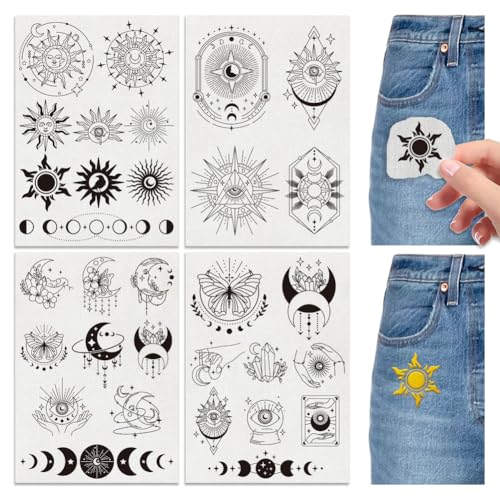 Hobbspring 4 Blätter Sonne Mond Wasserlösliche Stickmuster 29.7x21cm Stick und Stich Stickerei Papier Selbstklebend Stickerei Transfer Papier für Hemden Mäntel Taschen Hobbspring 4 Blätter Sonne Mond Wasserlösliche Stickmuster 29.7x21cm Stick und Stich Stickerei Papier Selbstklebend Stickerei Transfer Papier für Hemden Mäntel Taschen von Hobbspring