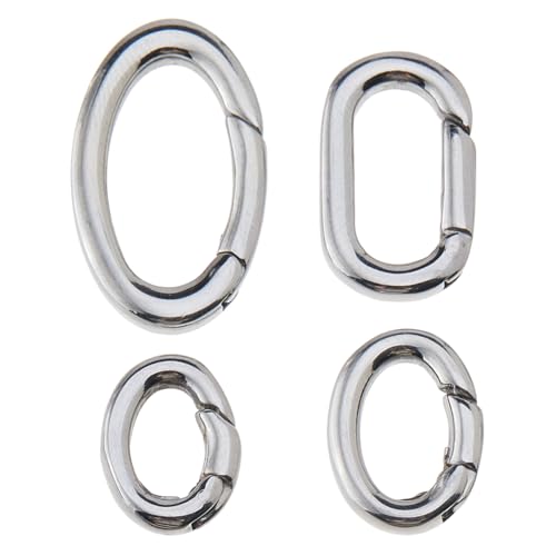 Hobbspring 4 Größe Ovale Feder Schnappverschlüsse Aus Edelstahl Federtorringe Ovale Clips Karabinerhaken Feder Schlüsselring Schnallenverschlüsse Für Taschen Schultergurte Und Schmuckverbinder von Hobbspring
