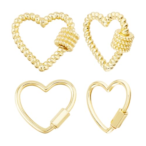 Hobbspring 4 Stück 18 Karat Vergoldete Herz Karabiner Anhänger 2 Stile Messingverschluss Schraubverschluss Für Armbänder Schmuck Und Halsketten Zubehör Zur Herstellung Hobbspring 4 Stück 18 Karat Vergoldete Herz Karabiner Anhänger 2 Stile Messingverschluss Schraubverschluss Für Armbänder Schmuck Und Halsketten Zubehör Zur Herstellung von Hobbspring