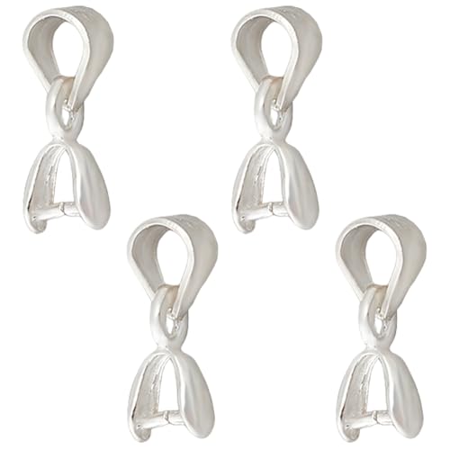 Hobbspring 4 Stück 925 Sterlingsilber Klemmösen 11mm Lang Silber Verbinder Eisklemmverschlüsse Schnappverschlüsse Halsketten Anhänger Verschlüsse Für Halsketten Baumelnde DIY Bastelarbeiten von Hobbspring