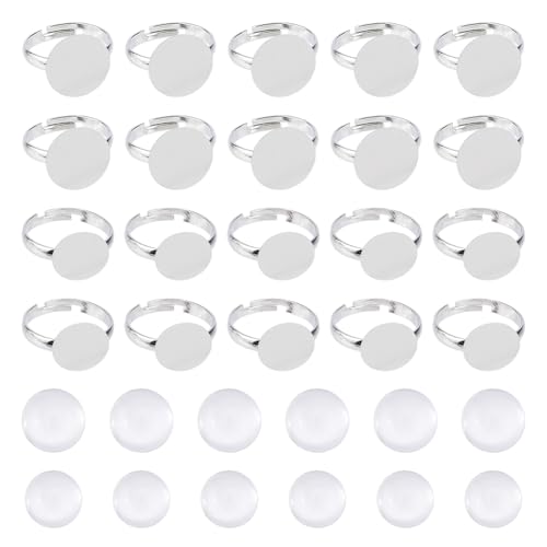 Hobbspring 40 Stück Verstellbare Rohlinge Für Cabochon Ringe 2 Größen Edelstahl Pad Ringbasis Flache Runde Ringfassung Cabochon Ringrohling Ringlünettenschale Zur Ringherstellung Hobbspring 40 Stück Verstellbare Rohlinge Für Cabochon Ringe 2 Größen Edelstahl Pad Ringbasis Flache Runde Ringfassung Cabochon Ringrohling Ringlünettenschale Zur Ringherstellung von Hobbspring
