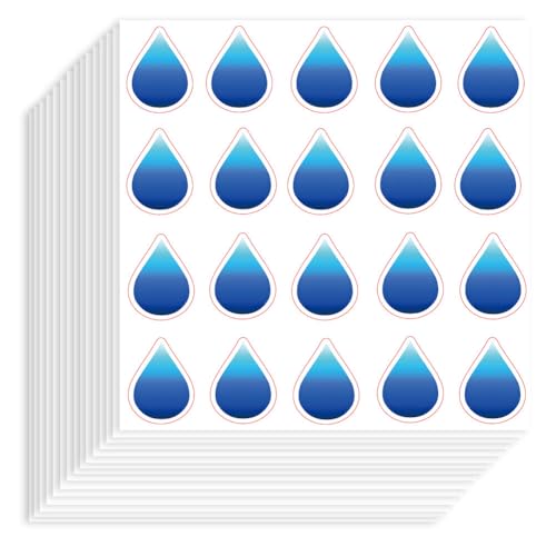 Hobbspring 400 Stück Selbstklebende Dekorative Papieraufkleber 90x90mm Wassertropfen Aufkleber Blau Wasserfest Dekorative Abziehbilder Für Scrapbook Papier Kalender Umschläge Einwickel Geschenke Dekor von Hobbspring
