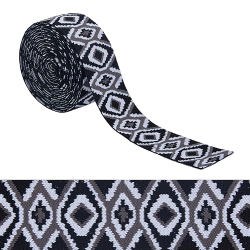 Hobbspring 5 Yards Elastisches Jacquard-Band 48mm breite Boho Spitzenverzierungen Besatz Mit Ethnischen Bestickten Bändern Mit Schwarz Weißem Rautenmuster Für Kleidungsaccessoires Hobbspring 5 Yards Elastisches Jacquard-Band 48mm breite Boho Spitzenverzierungen Besatz Mit Ethnischen Bestickten Bändern Mit Schwarz Weißem Rautenmuster Für Kleidungsaccessoires von Hobbspring