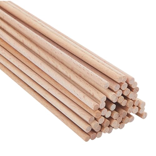 Hobbspring 50 Stück Massivholzstab Holz Bastelstab 20x0.3cm Unbehandelte Naturholzstäbe Dübelstab Hartholzstäbe Holzdübel Zum Basteln DIY Stricken Wandteppiche Heim Und Gartendekoration von Hobbspring