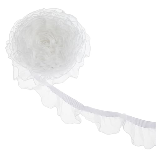 Hobbspring 50 Yard Spitzenstoff Tüllbesatzband Weißer Stoff Spitzenbesatzband 25mm Breit Elastisches Plissiertes Spitzenband Aus Nylon Zum Nähen Kleiderdekoration Und Geschenkverpackung Hobbspring 50 Yard Spitzenstoff Tüllbesatzband Weißer Stoff Spitzenbesatzband 25mm Breit Elastisches Plissiertes Spitzenband Aus Nylon Zum Nähen Kleiderdekoration Und Geschenkverpackung von Hobbspring