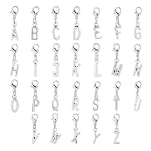 Hobbspring 52 Stück A-Z Alphabet Buchstaben Tasche Charme Legierung Initialen Anhänger Buchstaben Clip On Charms Großbuchstaben Anhänger Mit Karabinerverschluss Zur Handtasche Schlüsselanhänger von Hobbspring
