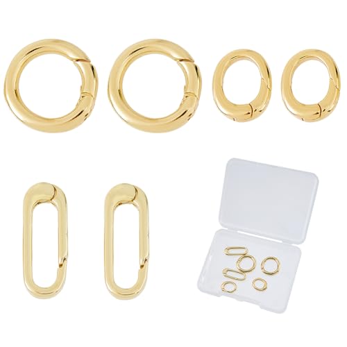Hobbspring 6 Stück Federtorring 3 Stile Ovale Federtorverschlüsse Aus Messing 18 Karat Vergoldet Schlüsselanhänger Karabinerverschluss Verbinder Für Schlüssel Taschen Geldbörsen Heimwerkerarbeiten von Hobbspring