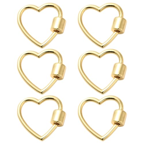 Hobbspring 6 Stück Herzverschlüsse Aus Messing Mit Schraubverschluss 18 Karat Vergoldet Herz Schlüsselclips Karabinerverschlüsse In Liebesform Für Schmuck Schlüsselanhänger Basteln DIY von Hobbspring
