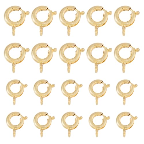 Hobbspring 60 Stück 2 Größen 18 Karat Vergoldet Federverschlüsse Ringverschlüsse Verbindungsstücke Runde Schmuckverschlüsse Mit Offenen Biegeringen Set Für Halsketten Armbänder Basteln DIY von Hobbspring
