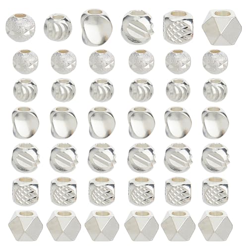 Hobbspring 60 Stück 925 Sterling Silber Beschichtete Abstandsperlen 6 Stile Dreieckige Säulen Runde Würfel Abstandsperlen Glatte Facettierte Messing Lose Perlen Für Die Herstellung von Schmuck Hobbspring 60 Stück 925 Sterling Silber Beschichtete Abstandsperlen 6 Stile Dreieckige Säulen Runde Würfel Abstandsperlen Glatte Facettierte Messing Lose Perlen Für Die Herstellung von Schmuck von Hobbspring