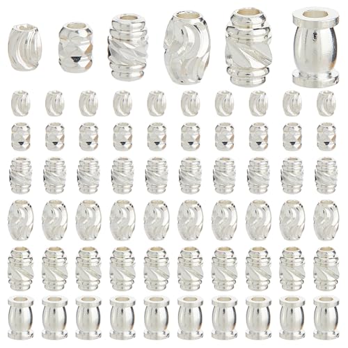 Hobbspring 60 Stück Fass Abstandshalterperlen 6 Stile 925 Sterling Silber Plattierte Abstandshalterperlen Strukturierte Messing Lose Perlen Für Schmuck Halsketten Armbänder Ohrringe DIY Bastelarbeiten Hobbspring 60 Stück Fass Abstandshalterperlen 6 Stile 925 Sterling Silber Plattierte Abstandshalterperlen Strukturierte Messing Lose Perlen Für Schmuck Halsketten Armbänder Ohrringe DIY Bastelarbeiten von Hobbspring