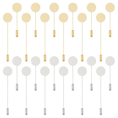 Hobbspring 64 Stück Flache Runde Anstecknadel In 4 Stilen Anstecknadeln Aus Messing Und Edelstahl Gemischte Farben Flache Runde Ablage Für DIY Broschenherstellung Modeschmuckherstellung Zubehör von Hobbspring