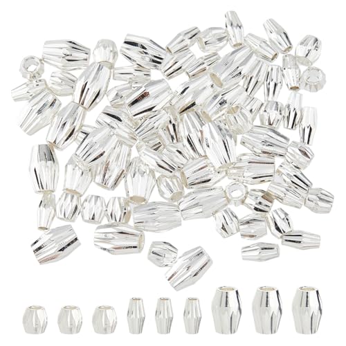 Hobbspring 75 Stück Doppelkegel Abstandshalterperlen 3 Stile 925 Sterling Silber Plattierte Abstandshalterperlen Glatte Facettierte Messing Abstandshalterperlen Für Die Herstellung Schmuck Halsketten von Hobbspring