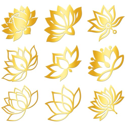 Hobbspring 9 Stück Goldene Selbstklebende Aufkleber 4x4cm Blumen Boho Metall Aufkleber Lotus Wasserfest Dekorationsaufkleber Für Sammelalben DIY Harzbasteleien Handy Und Wasserflaschendekoration Hobbspring 9 Stück Goldene Selbstklebende Aufkleber 4x4cm Blumen Boho Metall Aufkleber Lotus Wasserfest Dekorationsaufkleber Für Sammelalben DIY Harzbasteleien Handy Und Wasserflaschendekoration von Hobbspring