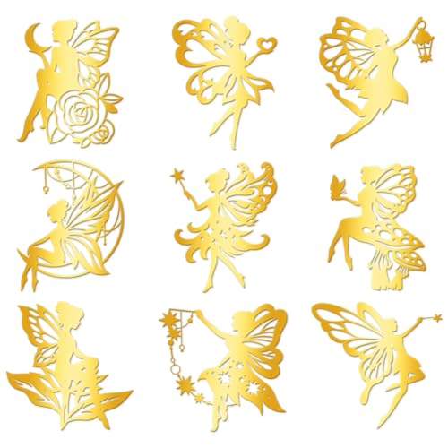 Hobbspring 9 Stück Goldene Selbstklebende Aufkleber 4x4cm Feen Metall Aufkleber Pilze Mondfee Wasserfest Dekorationsaufkleber Für Sammelalben Bastelarbeiten Telefon Wasserflaschen Dekoration Hobbspring 9 Stück Goldene Selbstklebende Aufkleber 4x4cm Feen Metall Aufkleber Pilze Mondfee Wasserfest Dekorationsaufkleber Für Sammelalben Bastelarbeiten Telefon Wasserflaschen Dekoration von Hobbspring