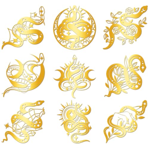 Hobbspring 9 Stück Goldene Selbstklebende Aufkleber 4x4cm Tier Metall Aufkleber Stern Und Mond Schlange Wasserfest Dekorationsaufkleber Für Sammelalben DIY Harzhandwerk Wasserflaschen Dekor Hobbspring 9 Stück Goldene Selbstklebende Aufkleber 4x4cm Tier Metall Aufkleber Stern Und Mond Schlange Wasserfest Dekorationsaufkleber Für Sammelalben DIY Harzhandwerk Wasserflaschen Dekor von Hobbspring