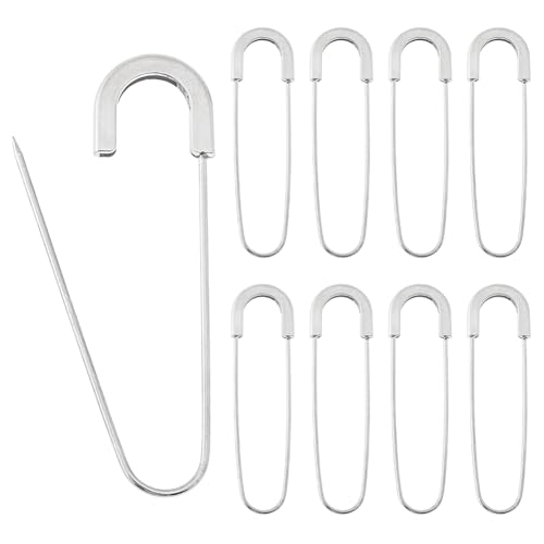 Hobbspring 9 Stück Sicherheitsnadeln Aus Legierung 79x21mm Sicherheitsnadel Clips Zum Nähen Metall Strapazierfähig Große Deckennadeln Platin Starke Kleidungs Bastelnadel Für Kleidung Pullover Schal von Hobbspring
