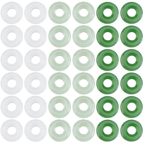 Hobbspring 90 Stück 3 Farben Grüne Glas Donut Perlen 12.5mm Große Loch Glasperlen Flach Rund Lose Abstandshalter Perle Für Halskette Ohrringe Schmuckherstellung DIY Bastelbedarf von Hobbspring