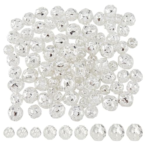 Hobbspring 90 Stück Hohle Abstandsperlen 3 Stile 925 Sterling Silber Plattierte Abstandsperlen Filigrane Runde Abstandshalter Aus Messingmetall Lose Perlen Für Die Herstellung von Schmuck Halsketten von Hobbspring