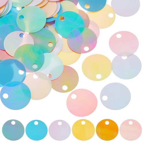 Hobbspring 90g Lose Pailletten 30mm Flache Runde Pailletten Bunte Schillernde PVC Applikation Lose Glitzerfolien Pailletten Kunstglitzer Loch Pailletten Für DIY Nähzubehör von Hobbspring