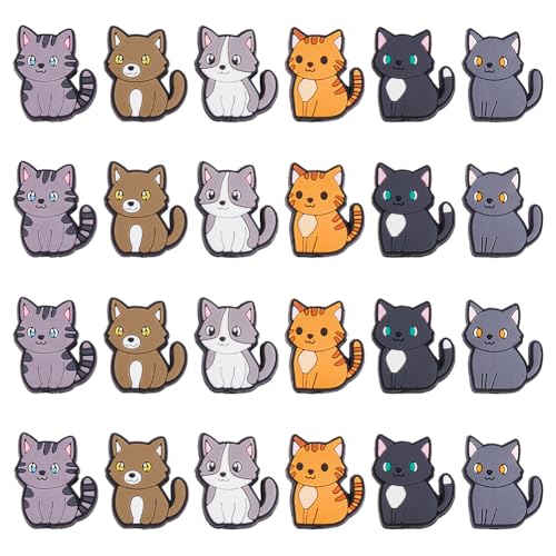 Hobbspring 24 Stück Silikon Fokalperlen Für Stifte 6 Stil Niedliche Katze Silikonperlen 3mm Loch Katzen Silikon Mittelstück Perlen für Pen Keychain Schmuck machen DIY Handwerk Hobbspring 24 Stück Silikon Fokalperlen Für Stifte 6 Stil Niedliche Katze Silikonperlen 3mm Loch Katzen Silikon Mittelstück Perlen für Pen Keychain Schmuck machen DIY Handwerk von Hobbspring