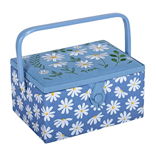 Hobby Gift Aufbewahrungsbox für Näharbeiten, Medium, bestickt, Denim-Gänseblümchen von Hobby Gift