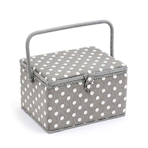 Hobby Gift Exclusive, große Nähbox, Bastel-Aufbewahrungsbox, Zubehörablage, Nadelkissen, PVC-Griff 23,5 x 31 x 20 cm, Tupfengrau Hobby Gift Exclusive, große Nähbox, Bastel-Aufbewahrungsbox, Zubehörablage, Nadelkissen, PVC-Griff 23,5 x 31 x 20 cm, Tupfengrau von Hobby Gift