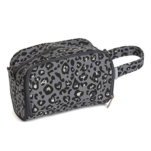 Hobby Gift Exklusive Häkelnadeltasche mit Seitentasche, 12 x 22 x 13 cm, grauer Leopard von Hobby Gift