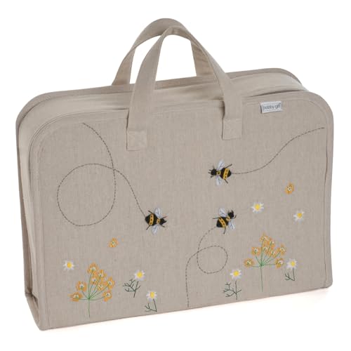 Hobby Gift Großer Projektkoffer, Baumwolle, Leinen Biene, 10.5 x 40.5 x 28cm von Hobby Gift
