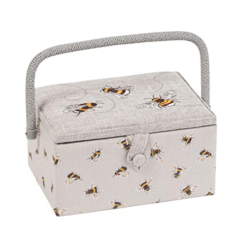 Hobby Gift Medium Näh-Aufbewahrungsbox, Holz/Stoff, Gestickte 3 Bienen von Hobby Gift