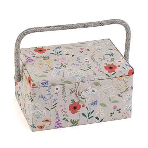 Hobby Gift Medium Näh-Aufbewahrungsbox, Holz/Stoff, Wildblumen von Hobby Gift