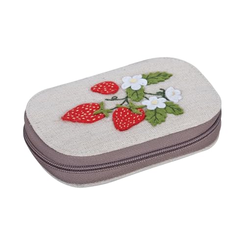 Hobby Gift Gefülltes Nähset – Reisen-Nähset mit Reißverschluss – 2,5 x 14 x 9 cm – Erdbeeren Natur von Hobby Gift