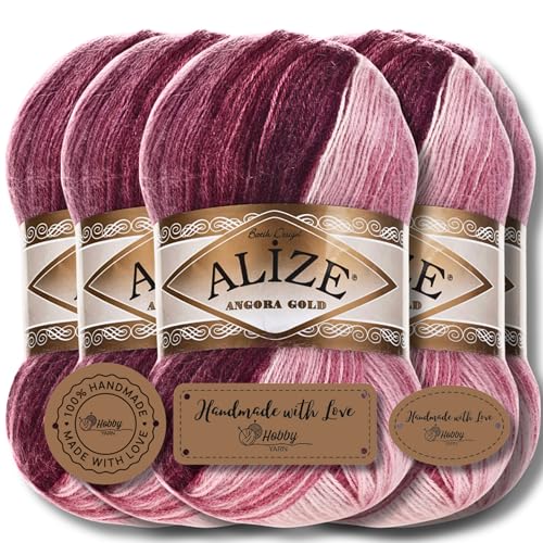 Alize 5x 100g Angora Gold Batik Premium Schurwolle mit Farbverlauf Wolle Strickgarn Baby Babywolle Akzente Accessoire zum Häkeln Stricken Kleidung (1895) von Hobby YARN