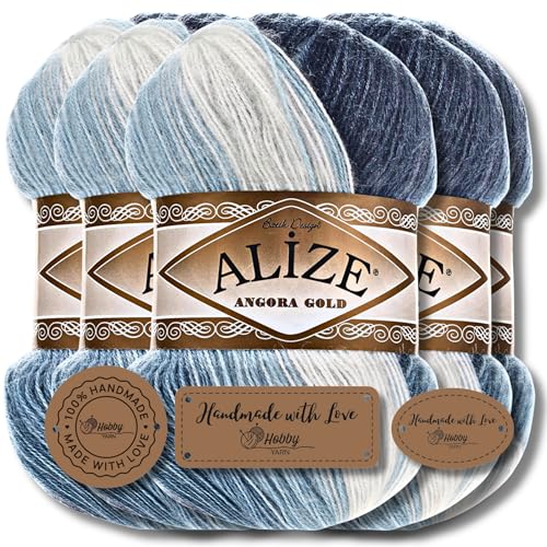 Alize 5x 100g Angora Gold Batik Premium Schurwolle mit Farbverlauf Wolle Strickgarn Baby Babywolle Akzente Accessoire zum Häkeln Stricken Kleidung (1899) von Hobby YARN