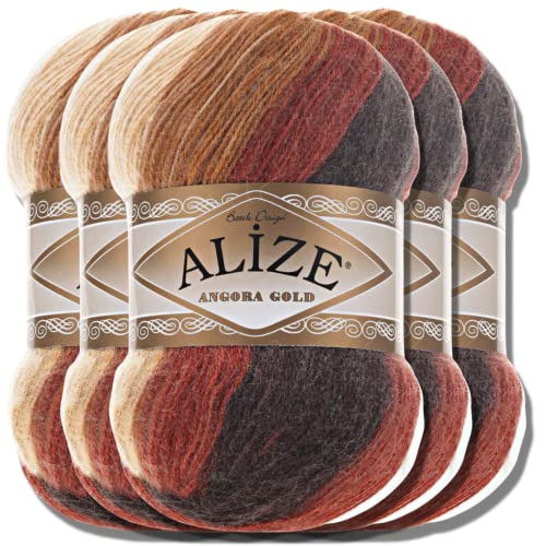 Alize 5x 100g Angora Gold Batik Premium Schurwolle mit Farbverlauf Wolle Strickgarn Baby Babywolle Akzente Accessoire zum Häkeln Stricken Kleidung (2626) von Hobby YARN