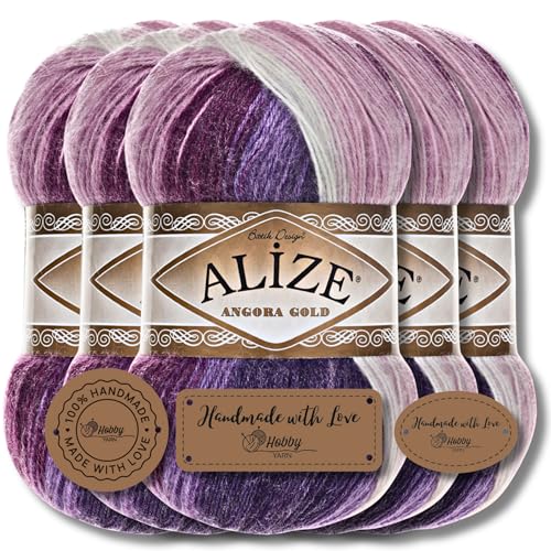 Alize 5x 100g Angora Gold Batik Premium Schurwolle mit Farbverlauf Wolle Strickgarn Baby Babywolle Akzente Accessoire zum Häkeln Stricken Kleidung (2630) von Hobby YARN