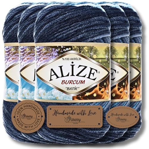 Alize 5x 100g Burcum Batik Türkische Premium Wolle 100% Acryl Handstrickgarne | Strickgarn | Yarn | Garn Babywolle mit Farbverlauf Baby zum Häkeln Stricken Kleidung (1899) von Hobby YARN