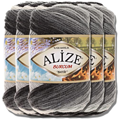 Alize 5x 100g Burcum Batik Türkische Premium Wolle 100% Acryl Handstrickgarne | Strickgarn | Yarn | Garn Babywolle mit Farbverlauf Baby zum Häkeln Stricken Kleidung (1900) von Hobby YARN