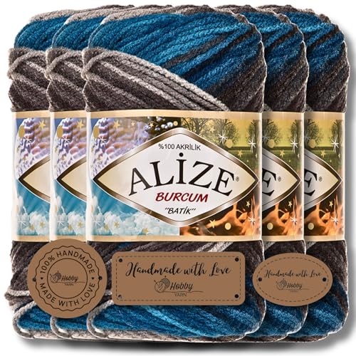 Alize 5x 100g Burcum Batik Türkische Premium Wolle 100% Acryl Handstrickgarne | Strickgarn | Yarn | Garn Babywolle mit Farbverlauf Baby zum Häkeln Stricken Kleidung (4200) von Hobby YARN