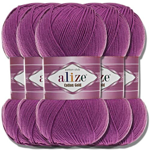 Alize 5x 100g Cotton Gold Batik Türkische Premium Wolle Baumwolle und Acryl Handstrickgarne Garn Yarn Babywolle Strickgarn mit Akzente Accessoire Baby zum Häkeln Stricken (Onion Flower | 122) von Hobby YARN