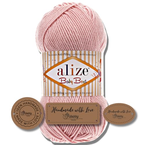 Hobby YARN 3x Etikettenlabel mit Alize Baby Best Wolle Premium 1x100g als Set | Antipilling Babywolle Acryl Uni & Batik Strickgarn zum Häkeln und Stricken (161) von Hobby YARN