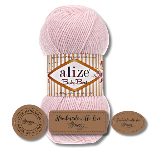 Hobby YARN 3x Etikettenlabel mit Alize Baby Best Wolle Premium 1x100g als Set | Antipilling Babywolle Acryl Uni & Batik Strickgarn zum Häkeln und Stricken (184) von Hobby YARN