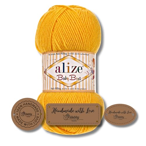 Hobby YARN 3x Etikettenlabel mit Alize Baby Best Wolle Premium 1x100g als Set | Antipilling Babywolle Acryl Uni & Batik Strickgarn zum Häkeln und Stricken (216) von Hobby YARN