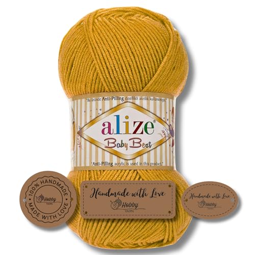 Hobby YARN 3x Etikettenlabel mit Alize Baby Best Wolle Premium 1x100g als Set | Antipilling Babywolle Acryl Uni & Batik Strickgarn zum Häkeln und Stricken (281) von Hobby YARN