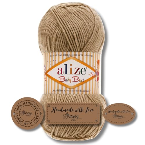 Hobby YARN 3x Etikettenlabel mit Alize Baby Best Wolle Premium 1x100g als Set | Antipilling Babywolle Acryl Uni & Batik Strickgarn zum Häkeln und Stricken (368) von Hobby YARN